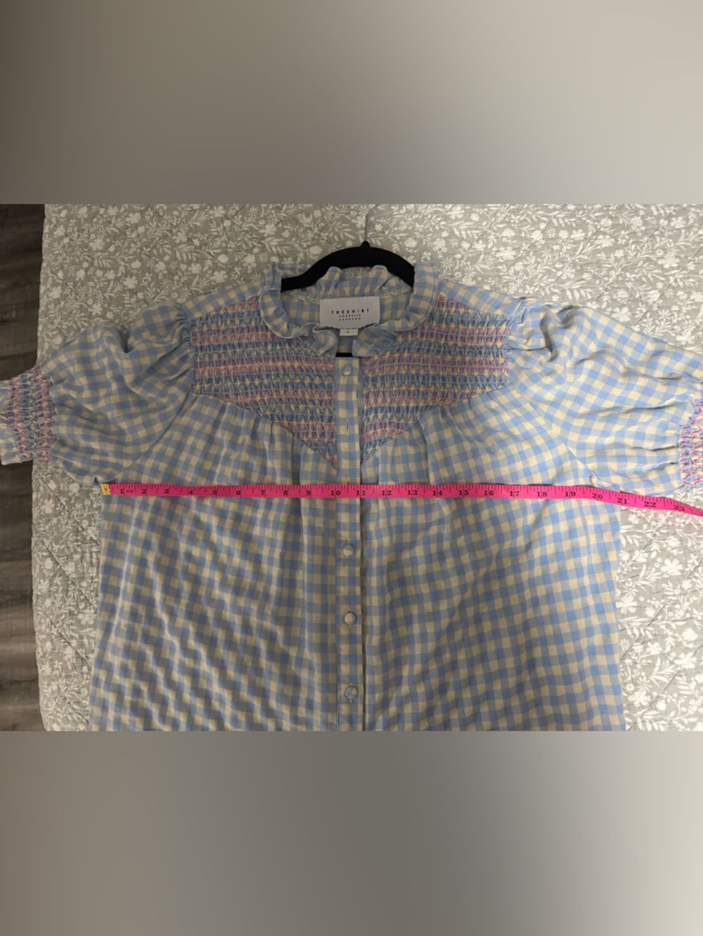 The Shirt by Rochelle Behrens Blue and Yellow Gingham Blouse - Picture 9 of 11